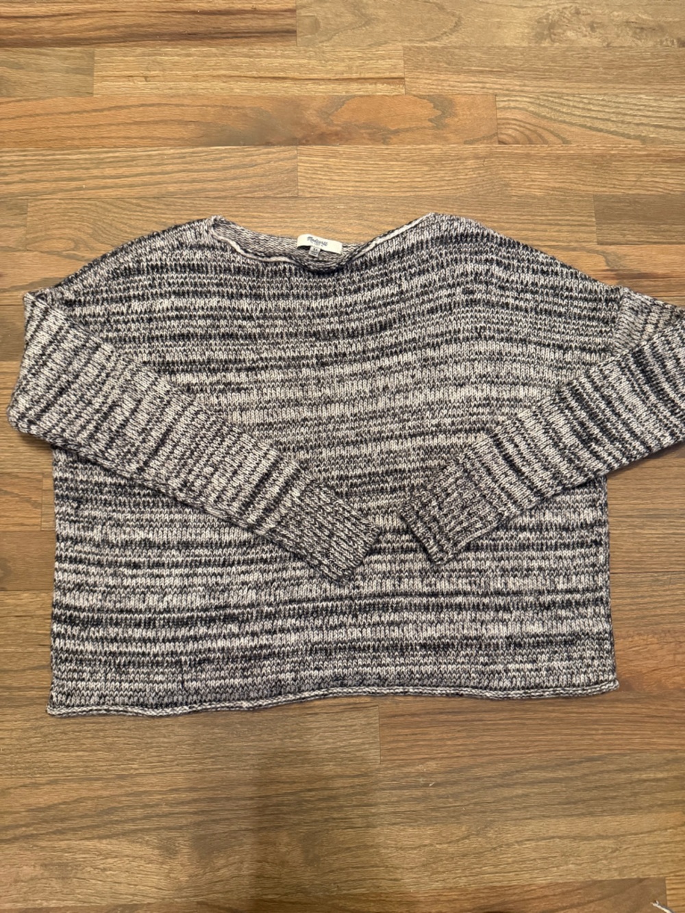 Madewell Marled Black and Cream Knit Sweater